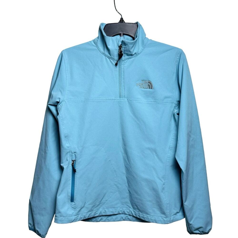 The North Face Apex Jacket 1/4 Zip Pullover Womens Small Light Blue Soft Shell